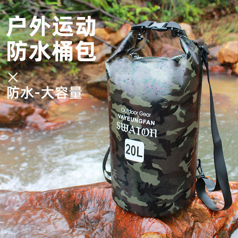 PVC Waterproof Camo Dry Bag Backpack Drifting