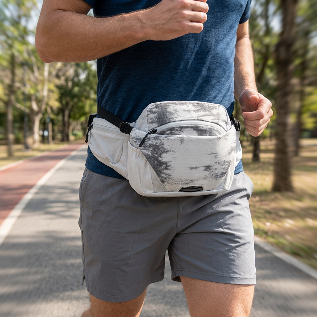 Custom Lightweight Waist Pack Ripstop Grid Fabric Breathable Mesh Multi-Pocket Adjustable Strap for Hiking Running Travel OEM - Image 2